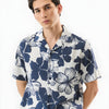 Men Floral Printed Half Sleeves Slim Fit Casual Shirt